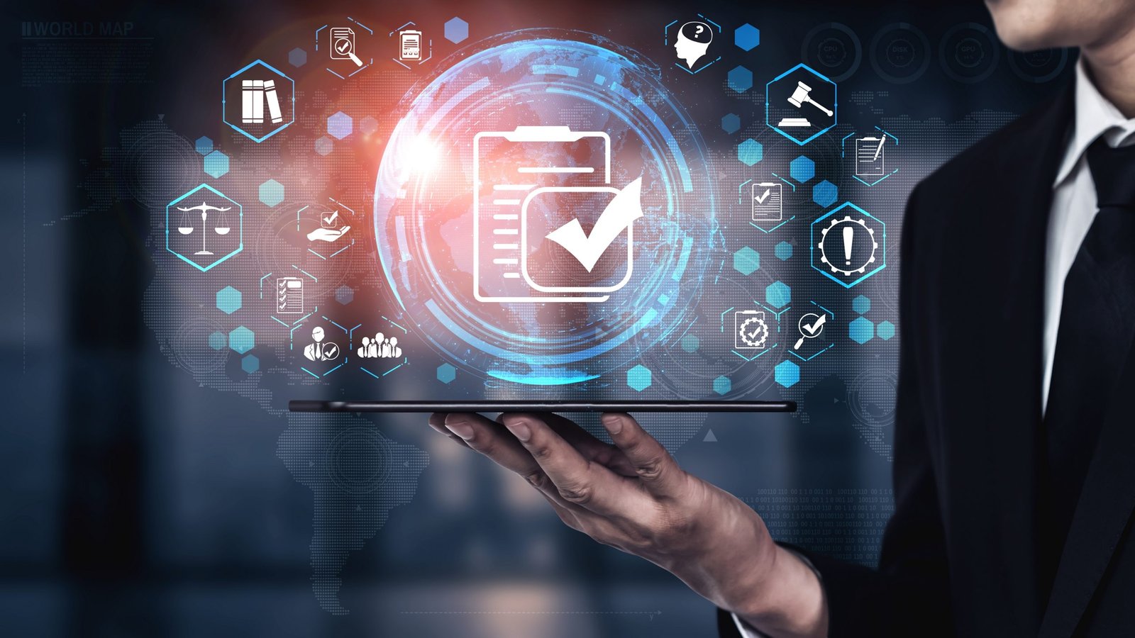 Compliance rule law and regulation graphic interface for business quality policy planning to meet international standard.