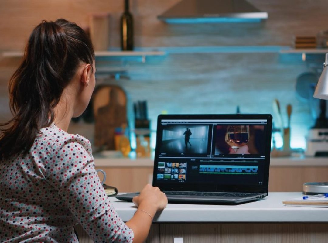 video-editor-working-from-home-night-new-project-editing-audio-film-montage-sitting-modern-kitchen-content-creator-using-professional-laptop-modern-technology-network-wireless video-editor-working-from-home-night-new-project-editing-audio-film-montage-sitting-modern-kitchen-content-creator-using-professional-laptop-modern-technology-network-wireless